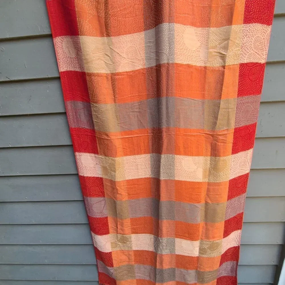 Color Block Pashmina Red, Gold, Taupe, Rust